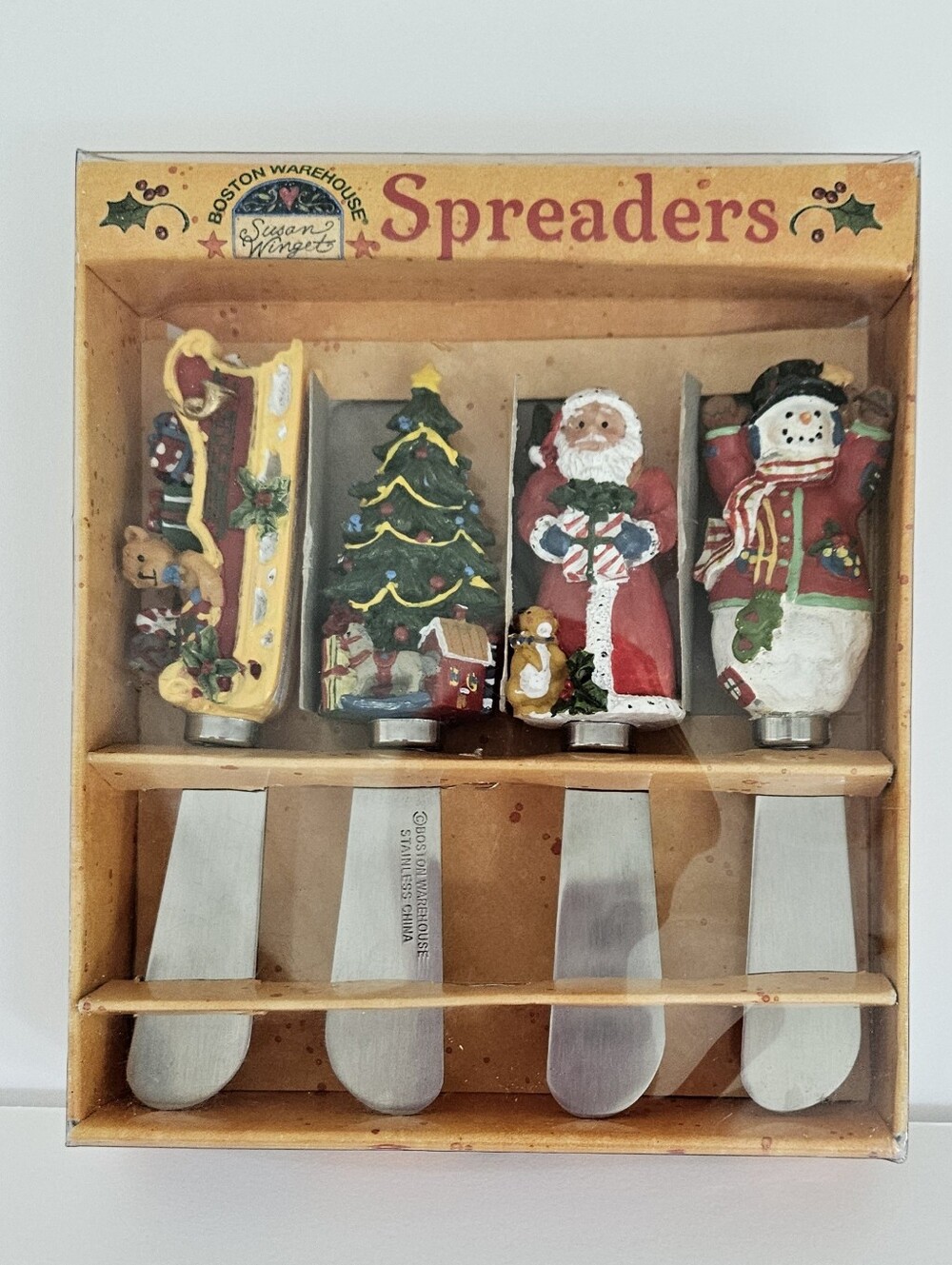 Susan Winget Christmas Dreams Spreader Set 4 Boston Warehouse 2000